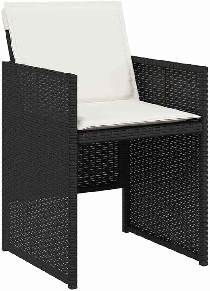 Afuera Living 5 Piece Poly Rattan Patio Dining Set, Black, UV-Resistant Outdoor Cushions, Tempered Glass Tabletop, Powder-Coated Steel Frame, Foldable Chairs for Garden, Patio, or Outdoor Dining