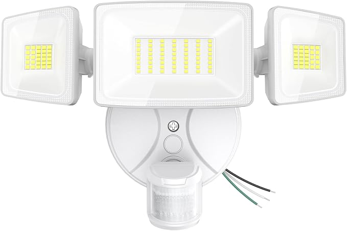 Onforu 75W LED Flood Light Motion Sensor Outdoor, 7000lm Dusk to Dawn Flood Light, Security Light with Three Head, IP65 Waterproof Exterior Floodlight, 6500k Wall Light for Entryway Stairs Yard Garage