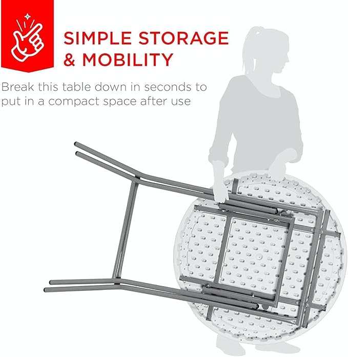 PRO&Family 32 Inch Round Cocktail Table - White, Tall, Foldable, High Top, Outdoor, Bar Height (7)