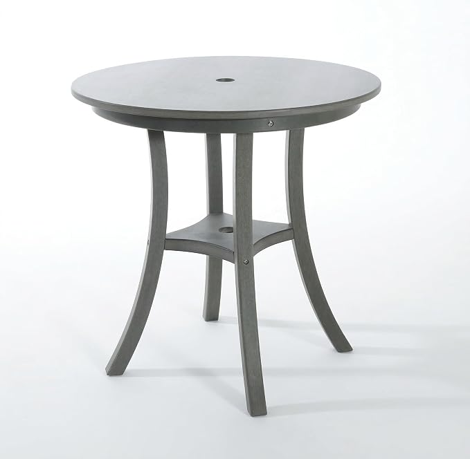 3-Pcs Outdoor Patio Dining Table Set of 3, Outdoor Patio Round 29.72'' Dining Table Bistro Set and Armless Chair for Lawn Garden Backyards, HDPE Material & 1.96'' Umbrella Hole, Gray