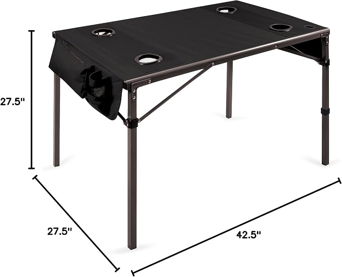 ONIVA - a Picnic Time Brand Travel Portable Soft Top Folding Table for Camping and Outdoors with Carry Bag, (Black) 6 x 6 x 43