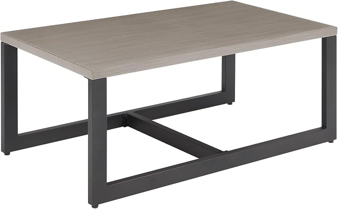 Belord Outdoor Coffee Table for Patio: Metal Heat Transfer Top Patio Coffee Table with Storage, Anti-Rust Frame Rectangular Modern Outdoor Table Furniture (48" W, Grey)