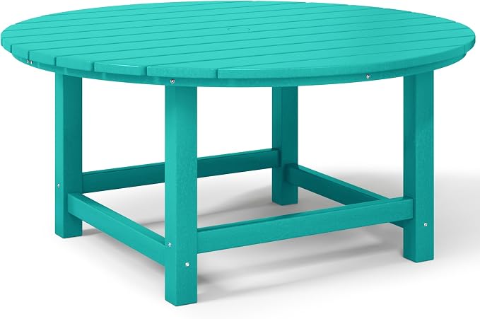 Costaelm Kids Dinner Table, Toddler Play Desk Student Desk Outdoor Childrens Picnic Tables for Children Arts & Crafts, Snack Time, Multi-Activity Table for Ages 2-8 in Home/Outside, Turquoise