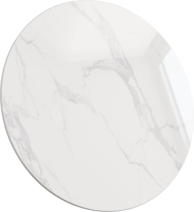ZL ZELing Round Sintered Stone Table Top 47.2",Replacement Table Top for Indoor & Outdoor - Heat/Scratch Resistant Waterproof Ceramic DIY Desktop,Patio/Balcony/Bistro/Café & Dining Room (White)