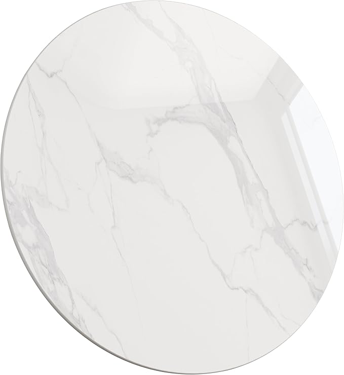 ZL ZELing Round Sintered Stone Table Top 59",Replacement Table Top for Indoor & Outdoor - Heat/Scratch Resistant Waterproof Ceramic DIY Desktop,Patio/Balcony/Bistro/Café & Dining Room (White)
