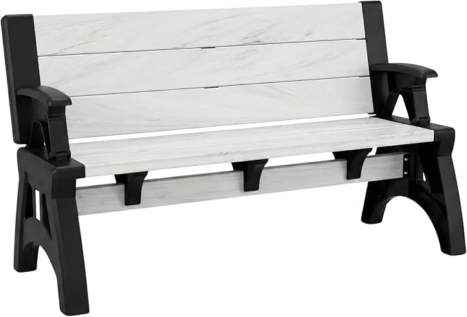 Convert-a-Bench 2-in-1 Outdoor Bench & Picnic Table - Foldable, Weather-Resistant Seating - Perfect for Patio, Lawn, Garden, or Deck - Durable & Easy Assembly - 1 Bench/Order, Midnight Birch