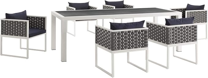 Modway Stance Outdoor Patio Woven Rope 7-Piece Dining Furniture Set