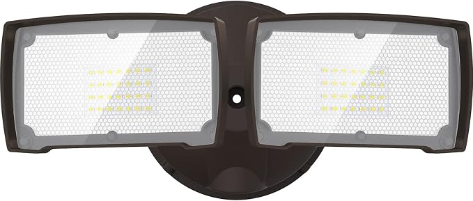 LEPOWER 28W Flood Lights Outdoor - 3000LM Brightness LED Security Lights | Switch Controlled Wall Mount Exterior Flood Light with 2 Heads, 5500K, IP65 Waterproof for Garage, Yard, Porch, Garden, Brown