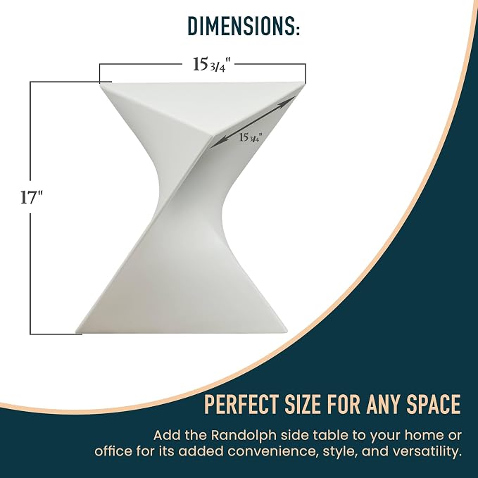 LeisureMod 15.75" Triangular Side Table, Stackable Plastic Accent End Table for Indoor & Outdoor Use, Weather-Resistant Modern Patio & Living Room Table, White