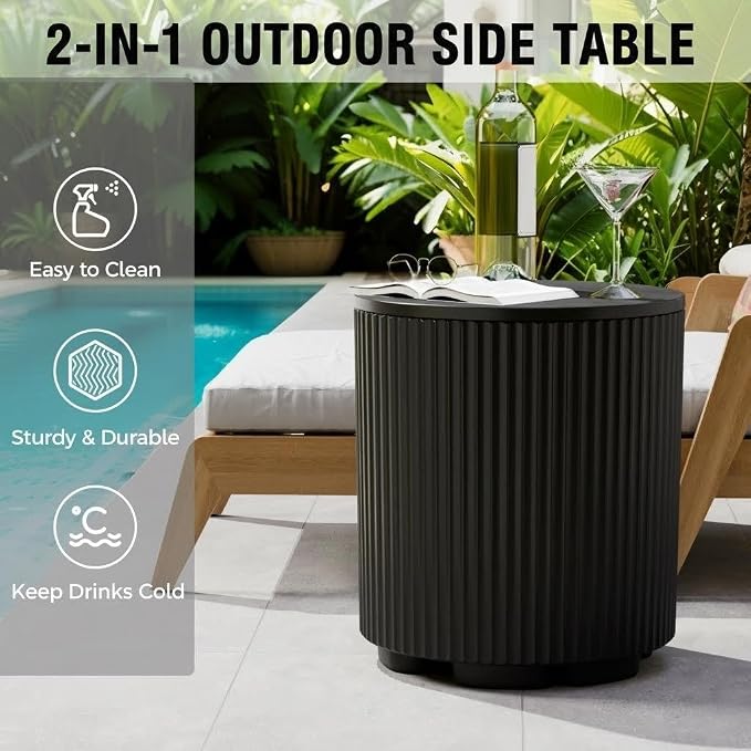 FONTOI Outdoor Cooler Side Table 2 Pack, 2 in 1 Ice Chest Side Table,as Cooler Side Table,Cooler Table for Patio, Parties Picnics, Beach