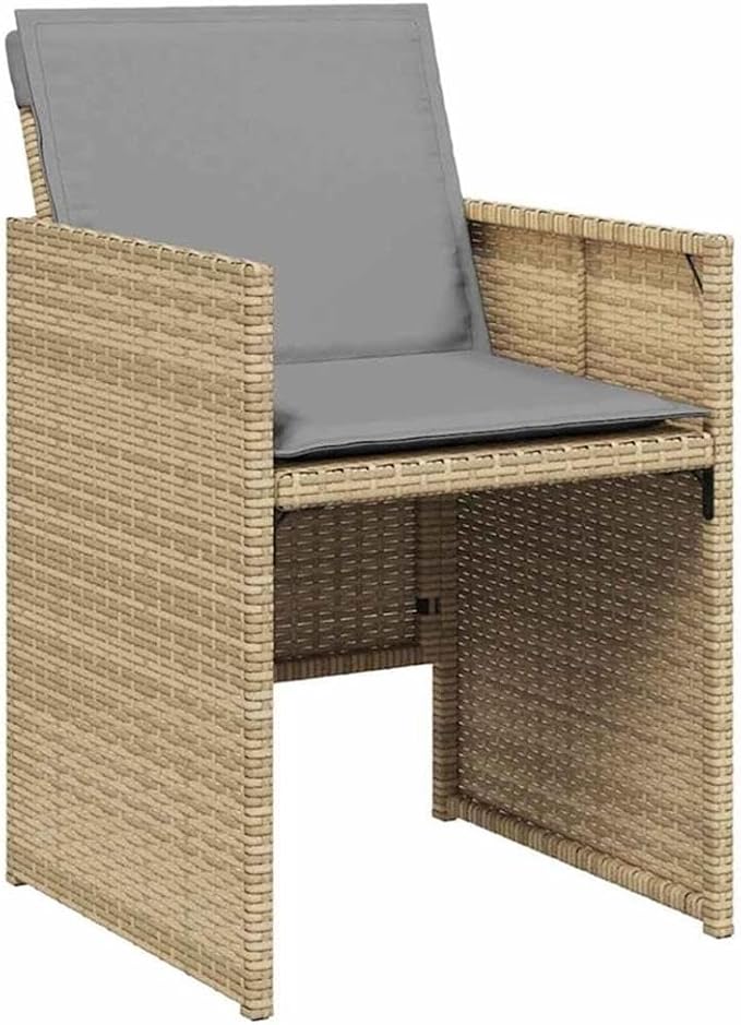 Afuera Living 5 Piece Poly Rattan Garden Dining Set, Beige Cushions, Tempered Glass Tabletop, Powder-Coated Steel Legs, Foldable UV-Resistant Chairs, Modern Patio Set for Outdoor Dining or Gatherings
