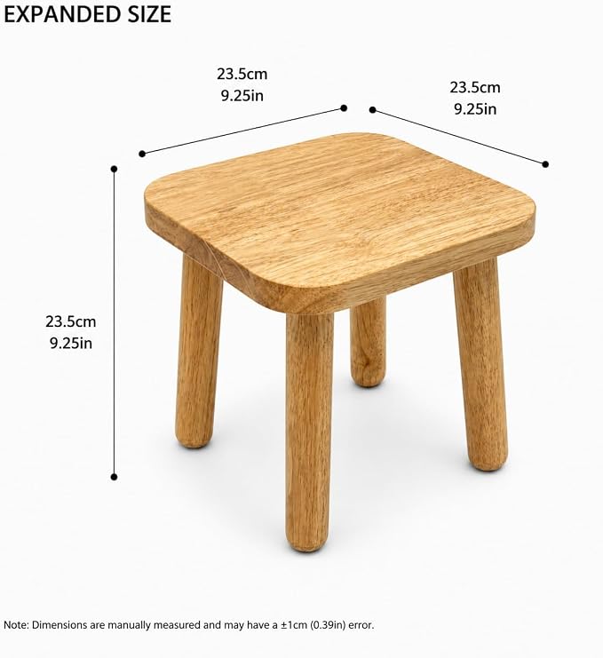 Wooden Picnic Stools Set of 4, Tool-Free Assembly Solid Wood Low Profile Portable Seats for Indoor Home, Outdoor Camping, Beach and Patio