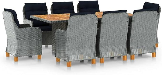 vidaXL 9 Piece Patio Dining Set in Light Gray/Black