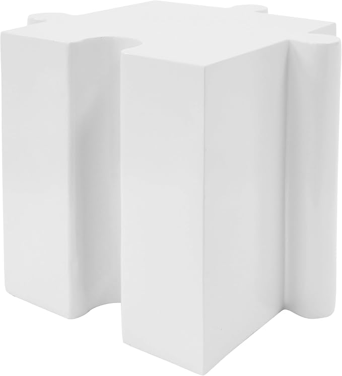 Christopher Knight Home Daton Interlocking Puzzle Outdoor Side Table, Lightweight Concrete Patio Coffee Table, Convex Edge MGO Modular End Table, Creative Set Up for Indoor&Outdoor Use, White
