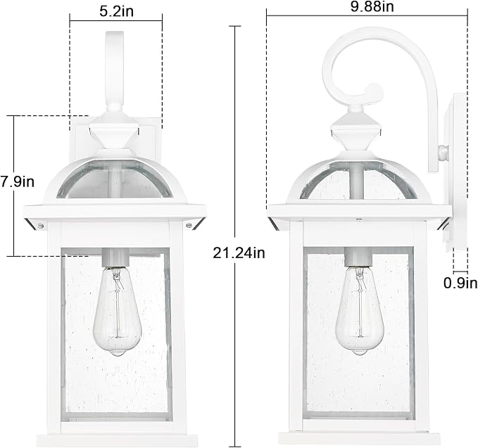 Darkaway 2pcs Outdoor Lights Fixtures Wall Mount, Large 22inch Outdoor Wall Sconce Lights with Seeded Glass Waterproof Outside Exterior Lights Fixture for House Front Porch Entry