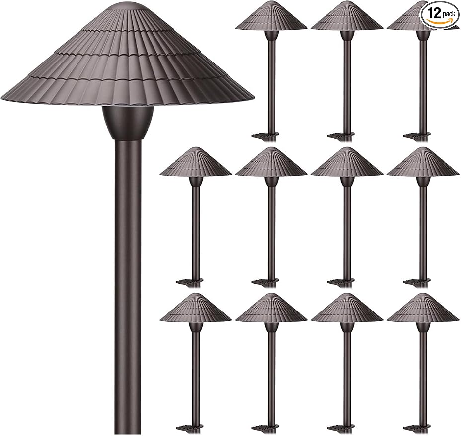 LEONLITE 12-Pack 5CCT LED Low Voltage Landscape Path Lights, 12-24V AC/DC | 3W 120LM, CRI90, ETL Listed, Cast Aluminum, IP65, 1800K/2700K/3000K/4000K/5000K, Wired Pathway Lights, for Yard Lawn