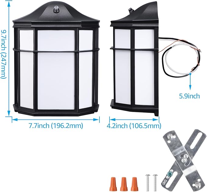 LEONLITE 3CCT Dusk to Dawn Outdoor Wall Light, LED Wall Sconce, 15W(100W Eqv.), Exterior Light Fixture Wall Mount, Frosted Wall Lantern for Porch, Patio, 1000lm, Aluminum, Waterproof