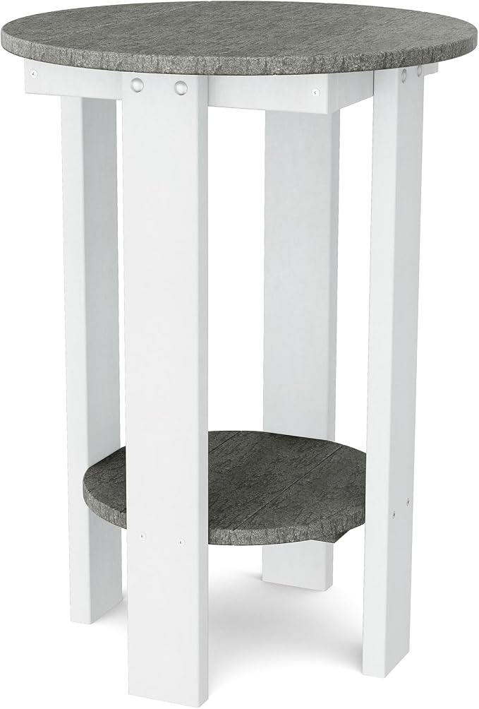 Wildridge Heritage Balcony Table, Dark Gray and White - Outdoor Weather Resistant Recycled Plastic Furniture for Patio
