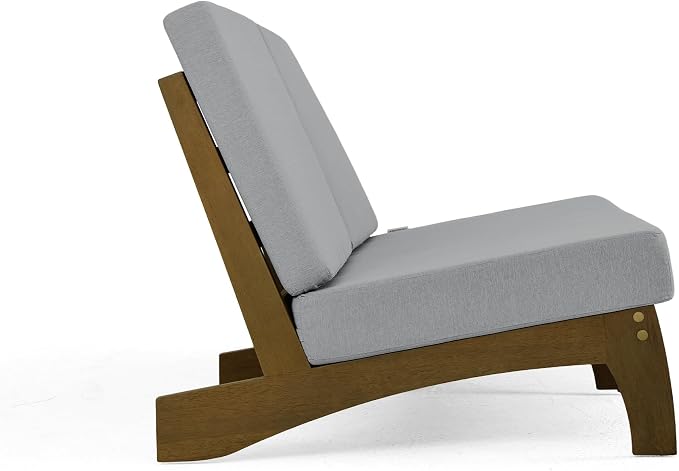 Outdoor Furniture Patio Couch, Weather Resistant 3-Seater Patio Sofa with Removable Cushion, Teak Wood Frame for Porch & Backyard Seating - Grey