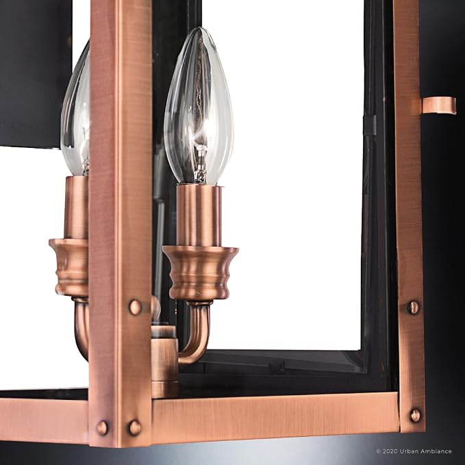 Luxury Antique Outdoor Wall Light, Medium Size: 19" H x 10" W, with French Country Style Elements, Rustic Copper Finish, UQL1412, Longview Collection