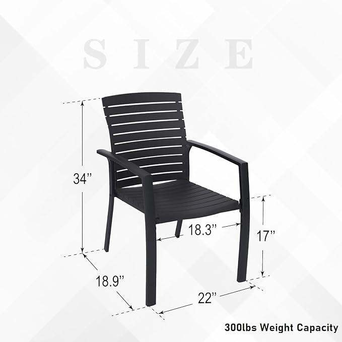 Patio Furniture Set, Outdoor Patio Table with 4PCS Dining Chairs | 35" Outdoor Square Table with E-Coating Metal Frame, 1.6" Umbrella Hole, Aluminum Chair, Resin Seat and Backrest