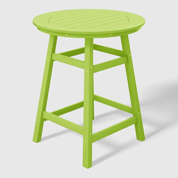 WestinTrends Outdoor 35" HDPE Round Patio Counter Height Bar Table, Lime