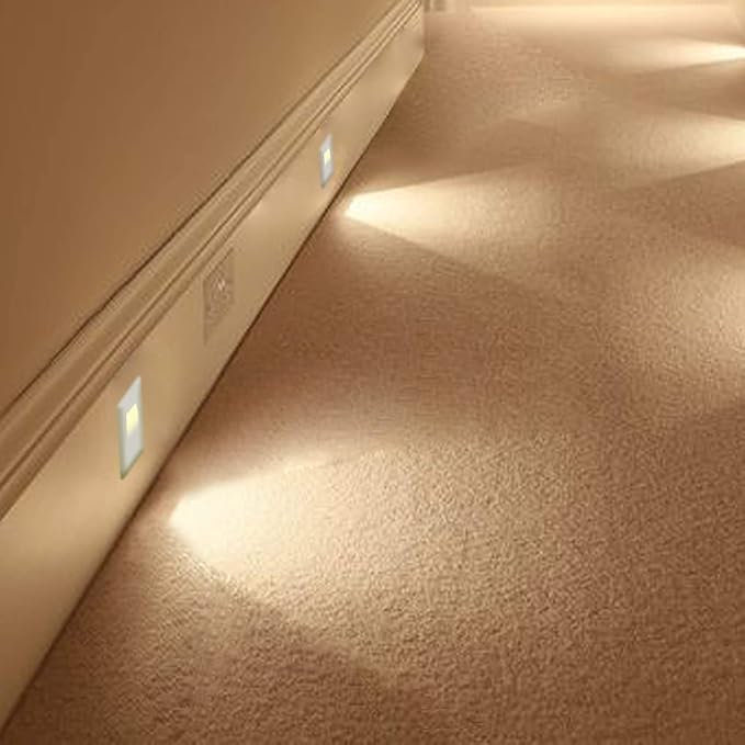 Ciata LED Stair Lights Indoor, Step Lights Outdoor Stair Light 3 Watt, Warm White Stairway Lighting for Outdoor and Indoor Stairs 3000K Concrete, Home Theater Lighting, Silver Finish, Vertical, 3 Pack