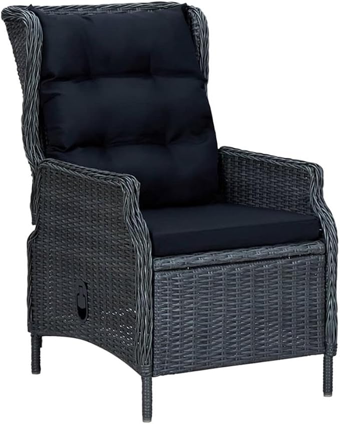 Afuera Living 5-Piece Contemporary Patio Dining Set, Synthetic Poly Rattan & Powder-Coated Steel, Dark Gray/Black Finish, Cushioned Seating, Square Table for Outdoor Garden, Terrace, or Balcony Use