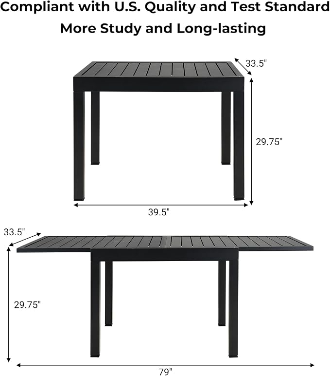 Grand patio 5-Piece Outdoor Dining Set for 4 with 1 Rectangle Expandable Table for 4-6 Person, Metal Woven Wicker Fixed Patio Chairs with Thickened Cushions for Yard, Poolside (Brown)