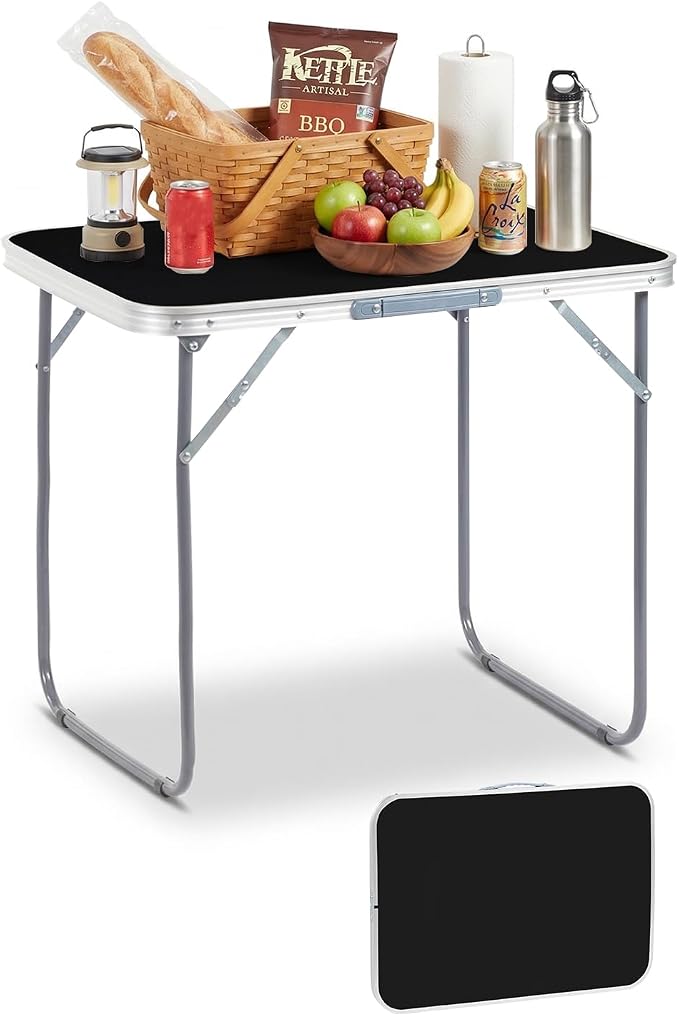 Outvita 2.3ft Portable Folding Camping Table, Outdoor Waterproof Picnic Table, Aluminum Lightweight Suitcase Foldable Table for Picnic BBQ Beach Dining
