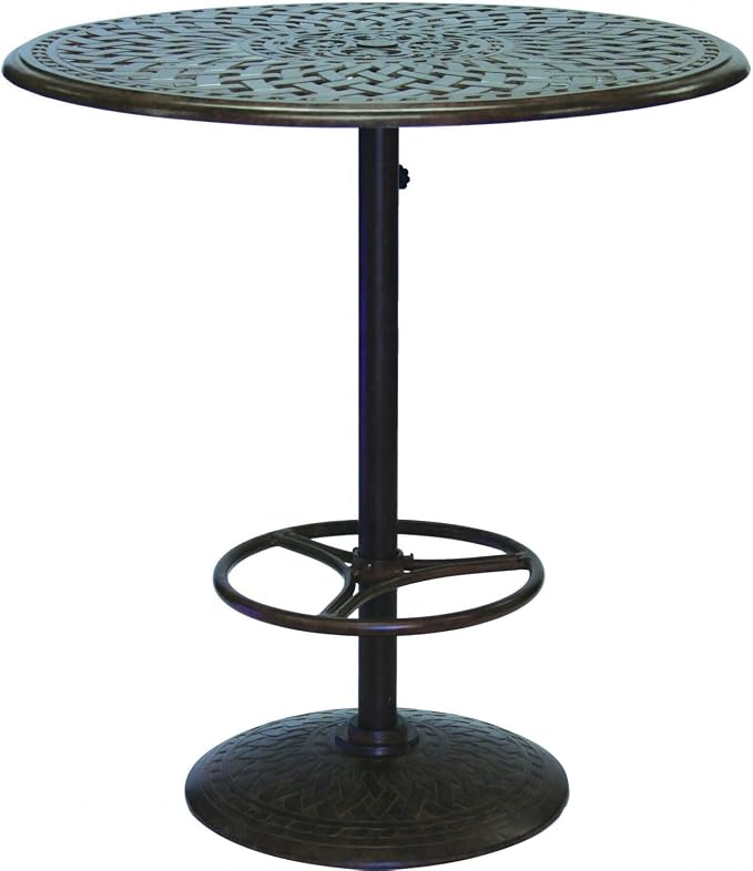 Darlee Series 60 42 Inch Cast Aluminum Pedestal Patio Bar Table - Antique Bronze