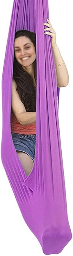 Indoor Swing, Therapy Swing Snuggle Cuddle Hammock With Special Needs For Kids And Adults Sensory Disorders, ADHD, Autism, Anxiety, Sensory Integration ( Color : Purple , Size : 100*280CM/39*110in )