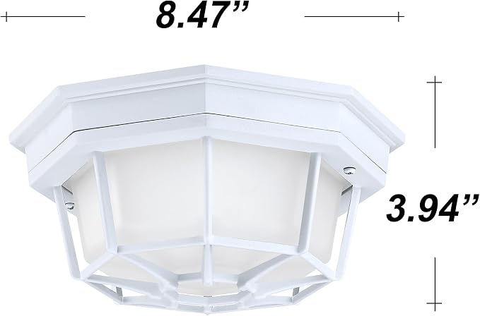 2 Pack 8.5” Octagonal LED Flush Mount Ceiling Light 2700K 3000K 3500K 4000K 5000K White Hallway Lights Exterior Dome Light for House White LED Ceiling Lamp,Aluminum Alloy,Glass,14W,120V,750lm-1000Lm