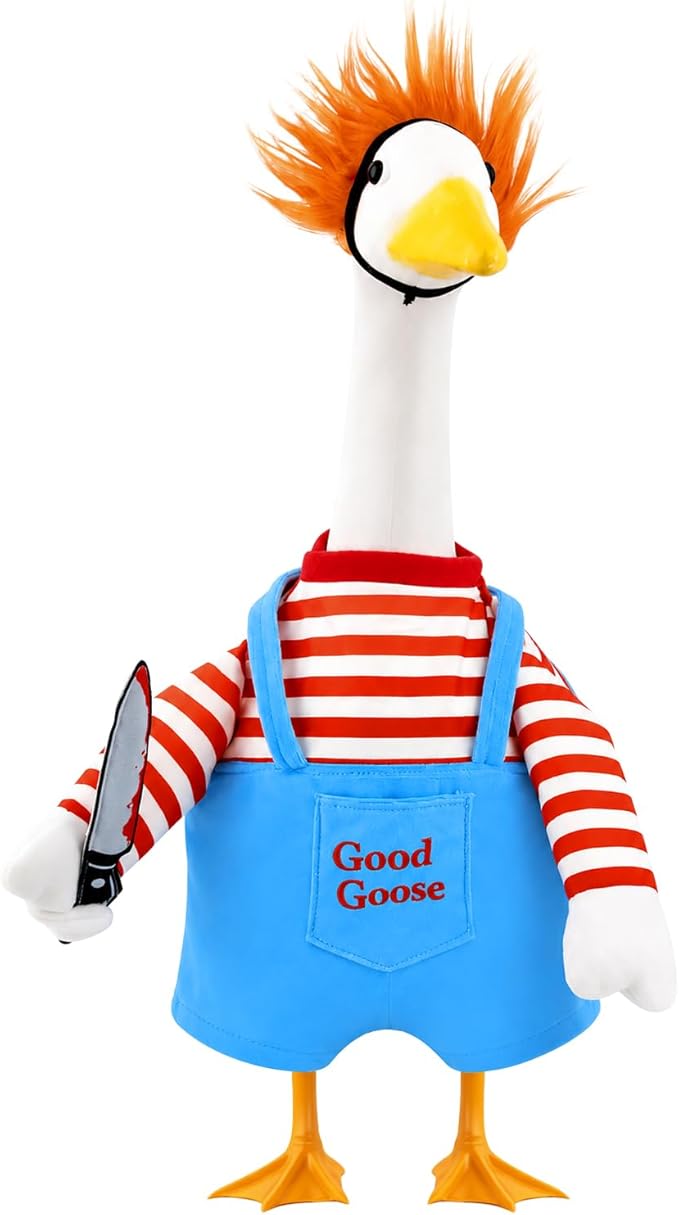 Halloween Goose Outfit Scary Porch Goose Costumes for Outdoor Decor | for 23''H Plastic/Cement Statues, Halloween Geese Jumpsuit Overalls Clothes Lawn Patio Yard Decorations