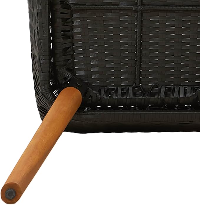 Garden Dining Set with Cushion 5 pcs Black Poly Rattan Outdoor Patio Furniture Table and 4 Chairs for Backyard Poolside Deck Porch Lawn Weather Resistant Easy Assembly