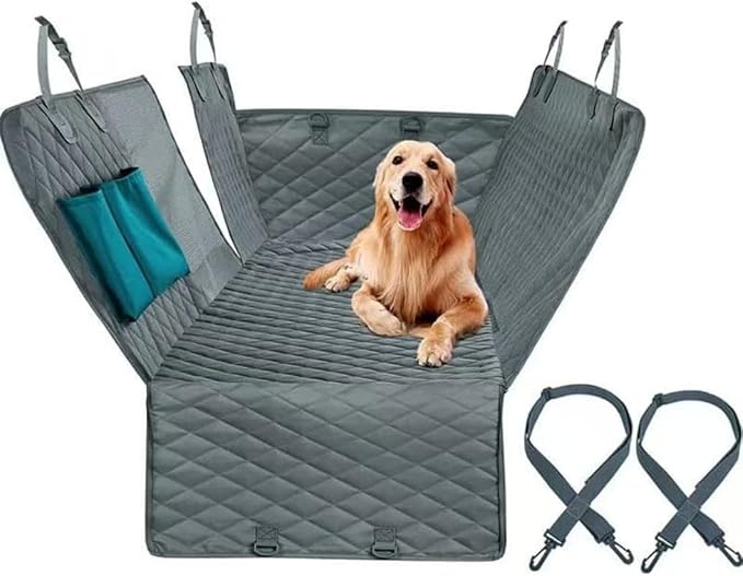 Dog Car Seat Cover for Tesla Model X 6-seats 2015 2016 2017 2018 2019 2020 2021 2022, Foldable Back Seat Extender, Hair-Resistant, Anti-Scratch, Travel Hammock Bed with Mesh Window Storage Accessories