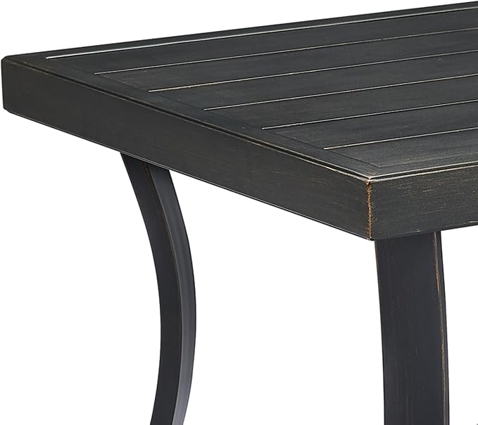 Ulax furniture Patio Side Table Square Outdoor End Table Outside Coffee Bistro Table, Black