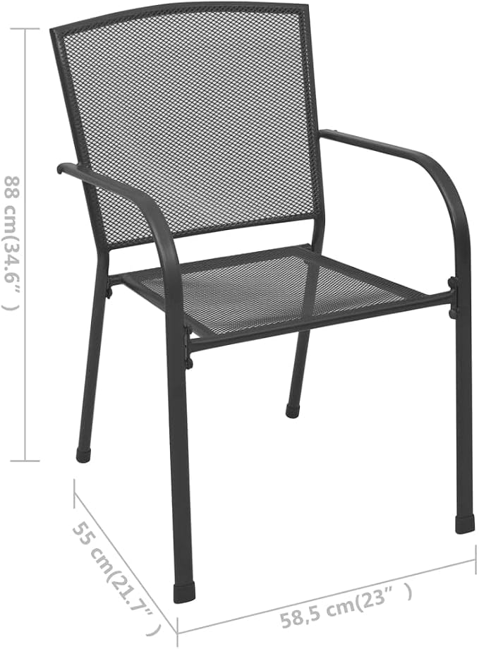 5 Piece Metal Patio Dining Set, Anthracite Square Garden Table and 4 Chairs Combo, Modern Heavy Duty Steel Bistro Set with Weather Resistant E-Coating for Backyard, Balcony and Terrace
