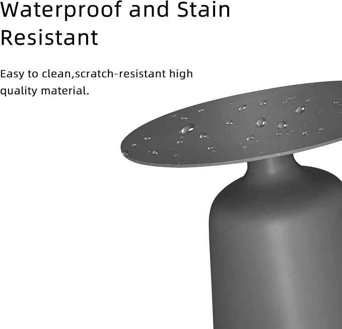 Outdoor Round Side Table, Mid Century Modern Style, Weather Resistant Rust Resistant Aluminum Base, Ideal for Garden, Pool, Patio, Balcony, Living Room, 19.5" x 18.3", Grey