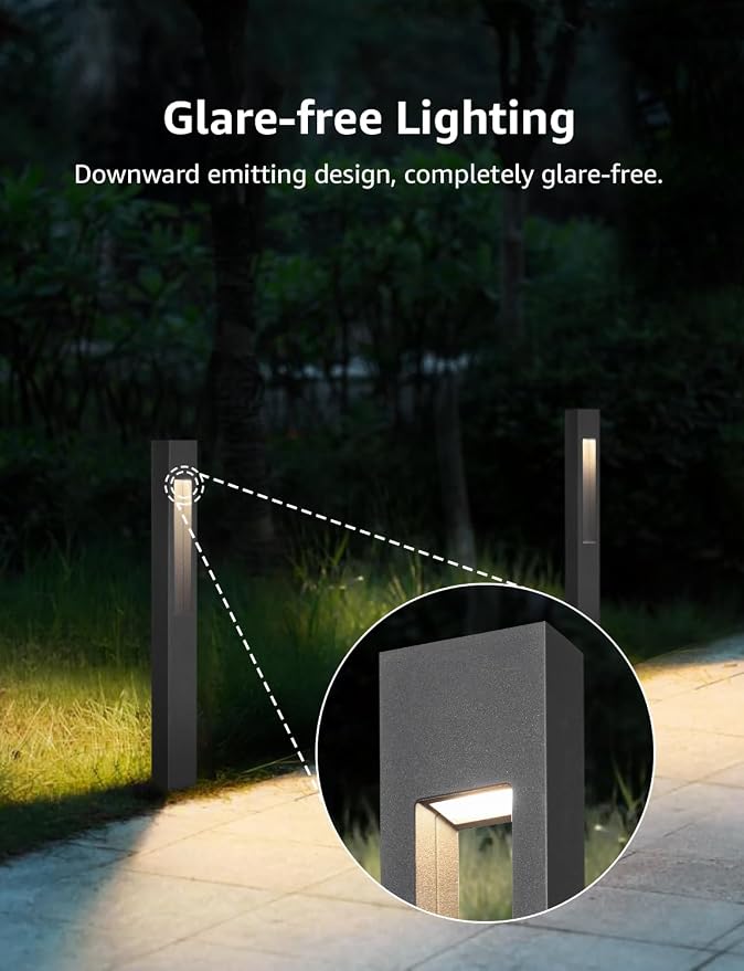 SUNVIE 3W LED Low Voltage Landscape Pathway Lights 3000K Black, 8 Pack | IP65 Waterproof, Modern Design, Anti-Glare, 12-24V AC/DC, Aluminum, Outdoor Landscape Lighting for Walkway, with Connectors