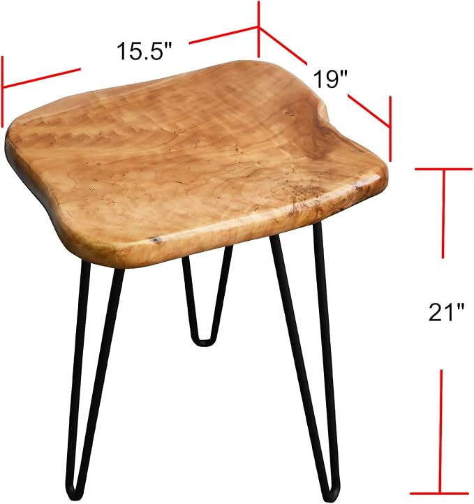 Natural Cedar Live Edge Side Table 18" x 15" x 21" Vintage Wooden Slab Coffee Tables Outdoor Solid Rustic Wood Accent Plant Stand End Tables for Living Room Patio Bedroom