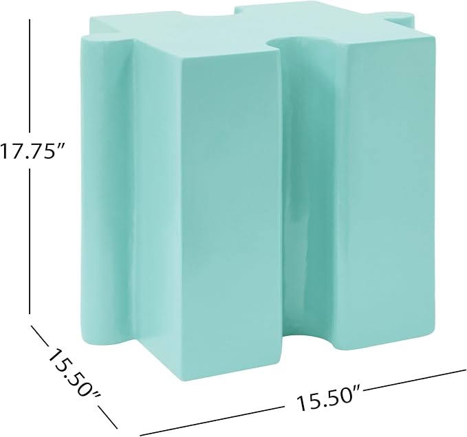 Christopher Knight Home Daton 3 Piece Interlocking Outdoor Side Table Set, Modular Lightweight Concrete Coffee Table, Convertible MGO End Table for Indoor&Outdoor, Creative Set Up, Mint Green