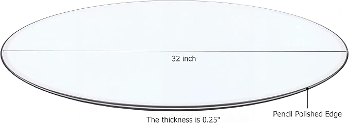 32" Tempered Glass Table Top Round Transparent Table Surface 1/4'' Thick Pencil Polished Edge Multipurpose for Dining, Coffee, Restaurant and End Table (32 inch)