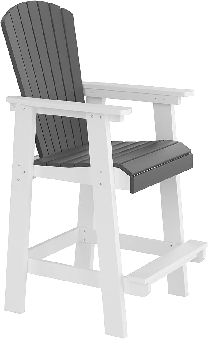 JUSTONE Set of 2 Outdoor Patio Chairs, Outdoor & Indoor Bar Stool with Armrests,2 Pack Patio Chairs for Porch Garden Backyard Poolside, HDPE Material Weather Resistant and Waterproof, Grey and White