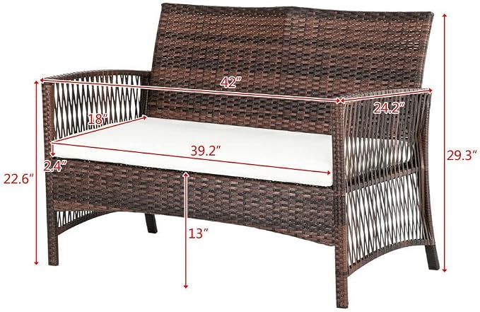 4PC Patio Furniture Set Sectional Wicker Sofa Chaise Lounge Rattan Chair Outdoor Sofa Covers Sectional Sofa