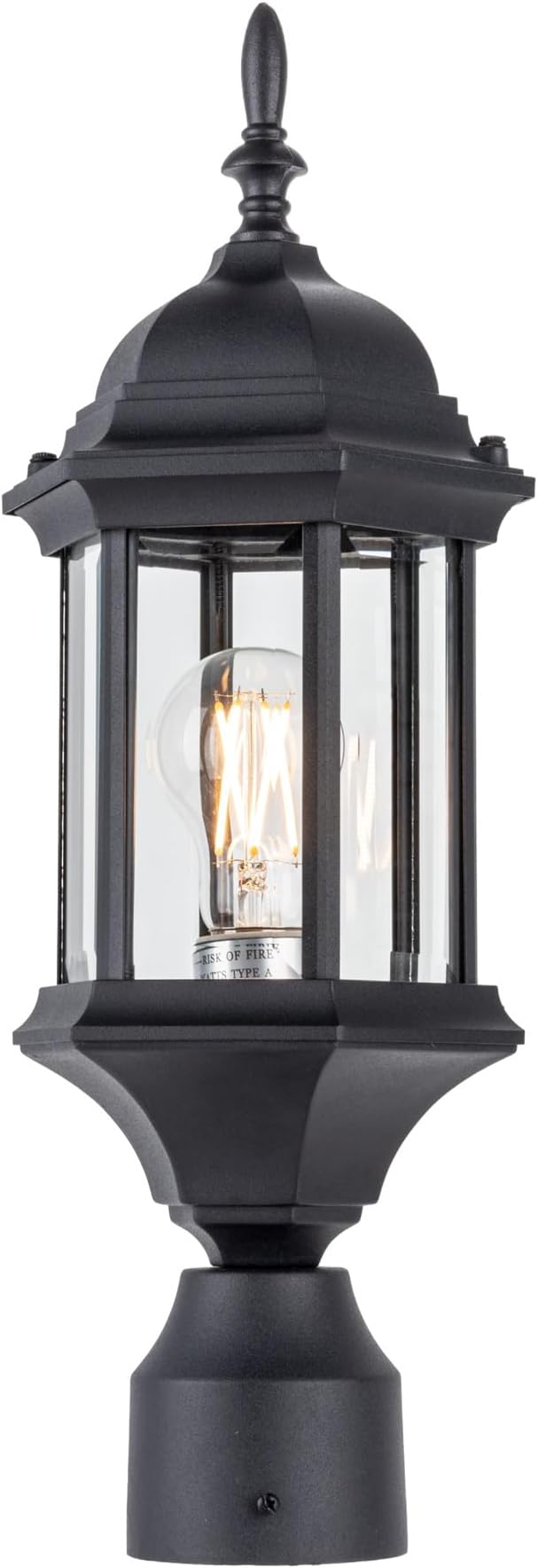 Outdoor Post Light, Rustproof Aluminum Pole Lamp, Black | Exterior Lamp Post Light Fixture for Garden, Yard, Pathway, Waterproof, Glass, E26 Base, Max 60W, 1 Pack