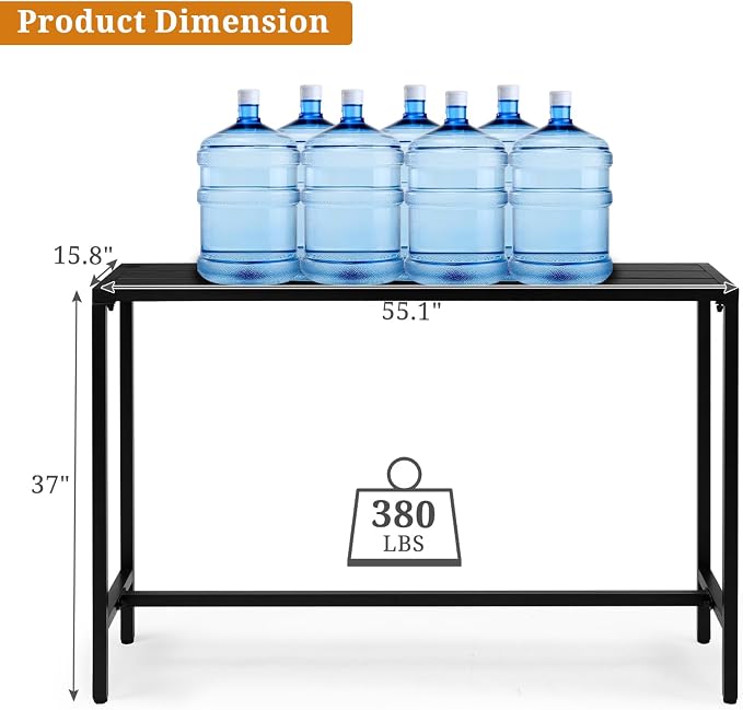 55 Inch Outdoor Bar Table, Bar Height Pub Table, Counter Height Bar Table, Rectangular High Top Kitchen & Dining Counter Table