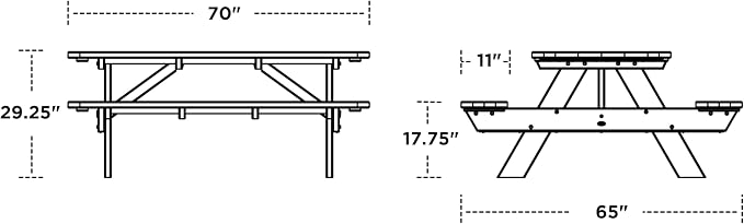 POLYWOOD PT172SA Park 72" Picnic Table, Sand