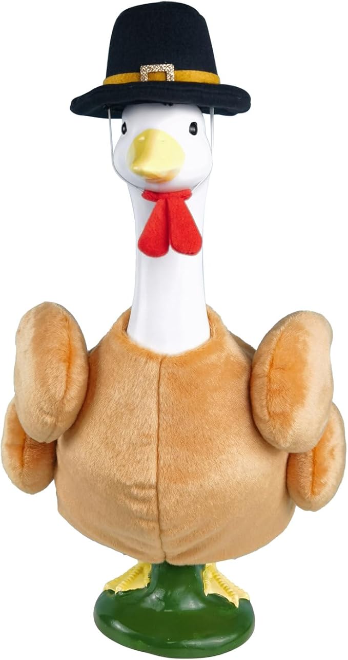 Turkey Porch Goose Outfits for 23 Inch Lawn Statue, Funny Costume for Plastic/Cement Goose Statue, Seasonal Fall Thanksgiving Sculpture Clothes for Garden Yard Patio Party Decoration