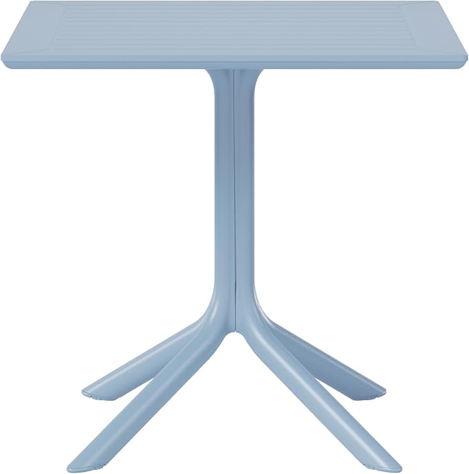 WestinTrends Playa 31.5" Square Outdoor Plastic Resin Patio Dining Table for 4, French Blue